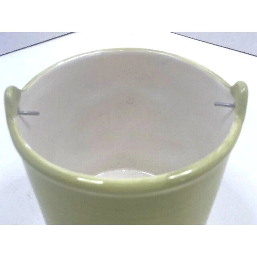 Ceramic Santa Face Bucket/Planter Green Christmas Rosy Cheeks - Decorative 3.75